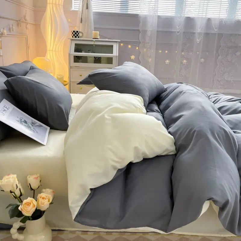 Bed Linen Duvet Cover Sheets Simple Style Four-piece Set Japanese Dormitory Bedding Single Student Cover Quilt Three-piece Set
