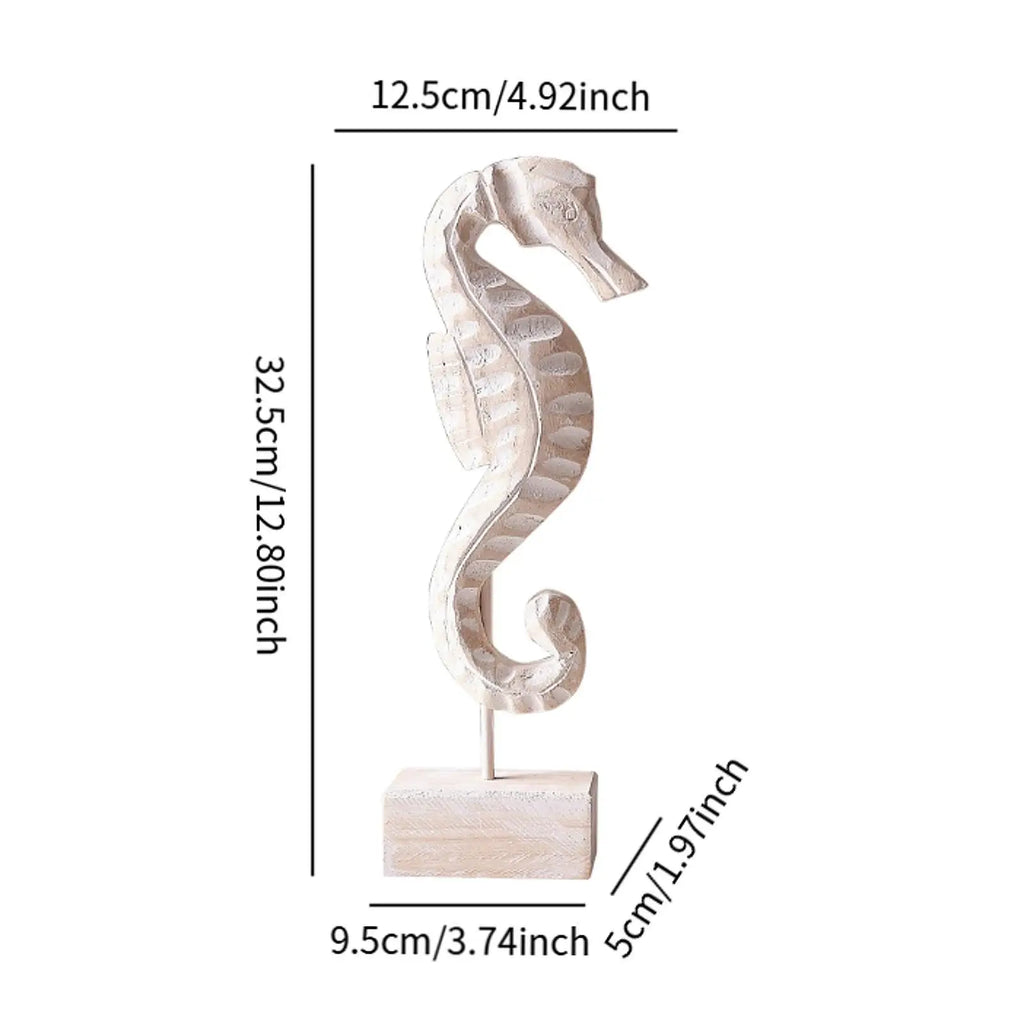 Wood Statue Beach Table Decor Handmade Decoration Accent Figurine Tabletop Statue for Home Office Kitchen Bedroom Mantel