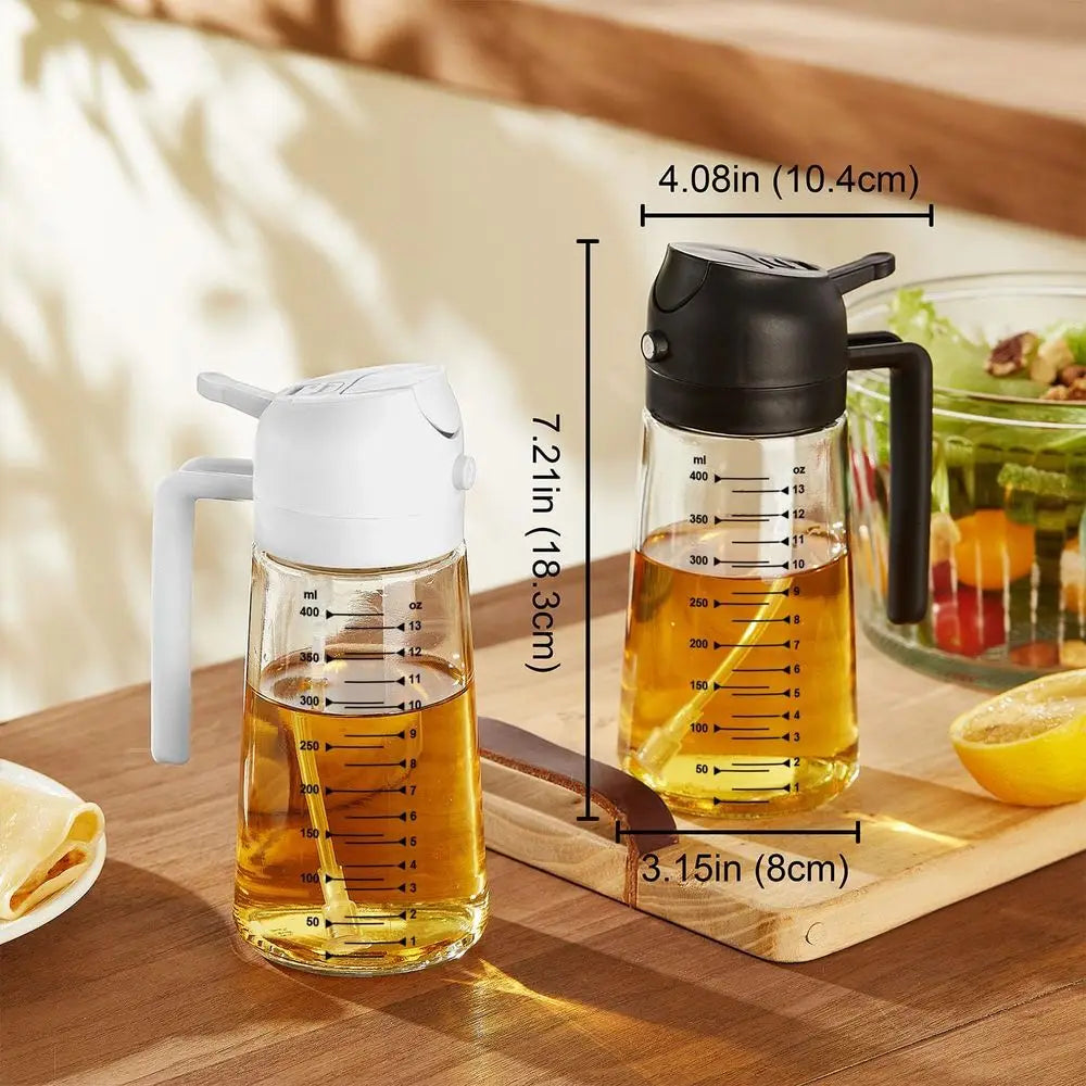 16oz/470ml Glass Olive Oil Sprayer or Cooking – 2 in 1 Olive Oil Dispenser Bottle or Kitchen Gadgets and Air ryer Accories, Sala