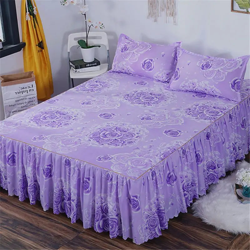 Bedding Set Home Textile Cotton Bedspread Elastic Fitted Mattress Cover Couple Quilt Single Bed Sheet with 2pcs Pillow Covers