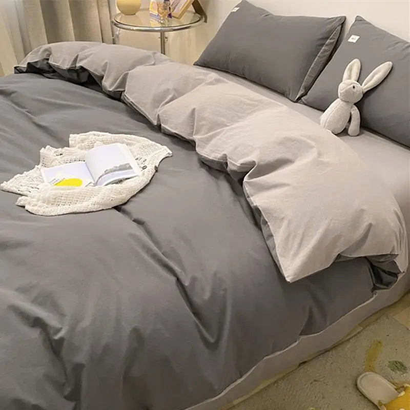 Bed Linen Duvet Cover Sheets Simple Style Four-piece Set Japanese Dormitory Bedding Single Student Cover Quilt Three-piece Set