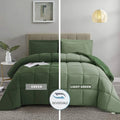 Green King Size Comforter Set - Reversible, All Season, Breathable & Soft Microfiber Bedding with Pillow Shams