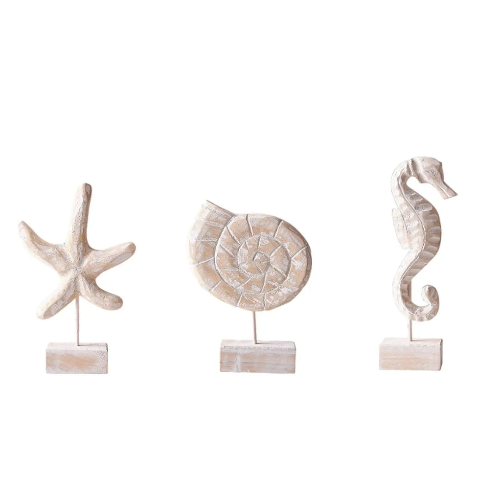 Wood Statue Beach Table Decor Handmade Decoration Accent Figurine Tabletop Statue for Home Office Kitchen Bedroom Mantel