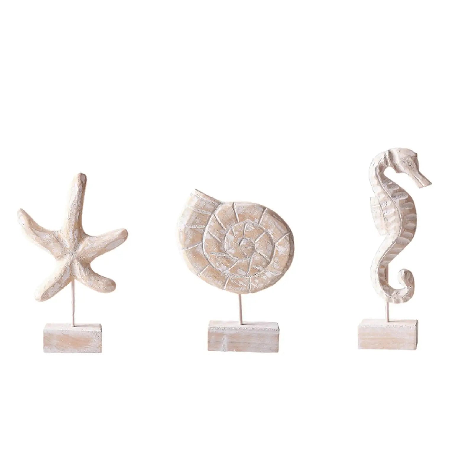 Wood Statue Beach Table Decor Handmade Decoration Accent Figurine Tabletop Statue for Home Office Kitchen Bedroom Mantel