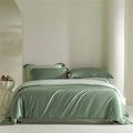 Liv-Esthete Double Color Noble 100% Silk Bedding Set Silky Green Queen King Duvet Cover Flat Sheet Pillowcase Bed Linen Set