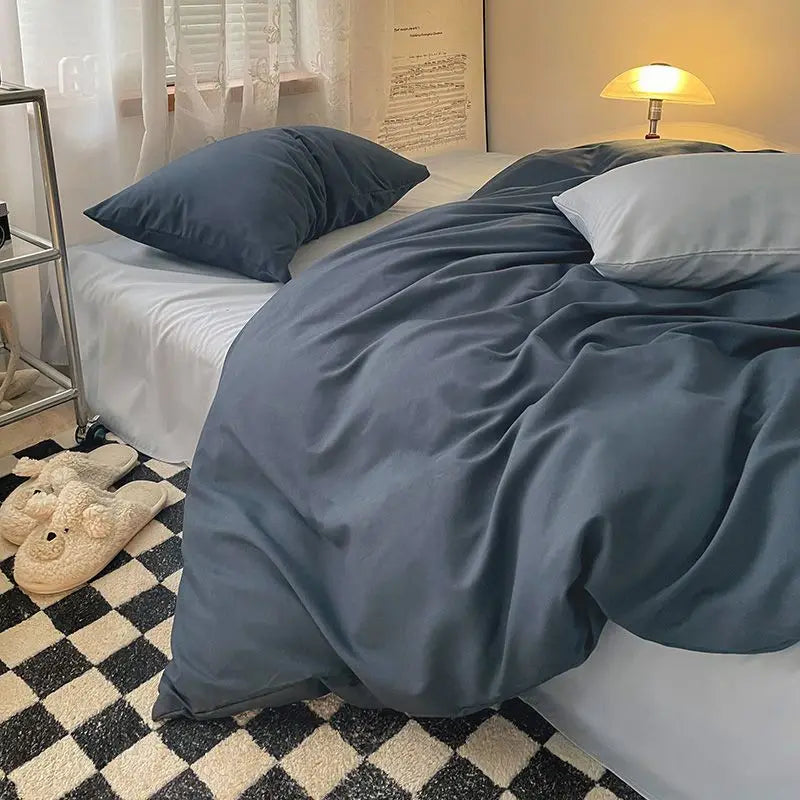 Bed Linen Duvet Cover Sheets Simple Style Four-piece Set Japanese Dormitory Bedding Single Student Cover Quilt Three-piece Set