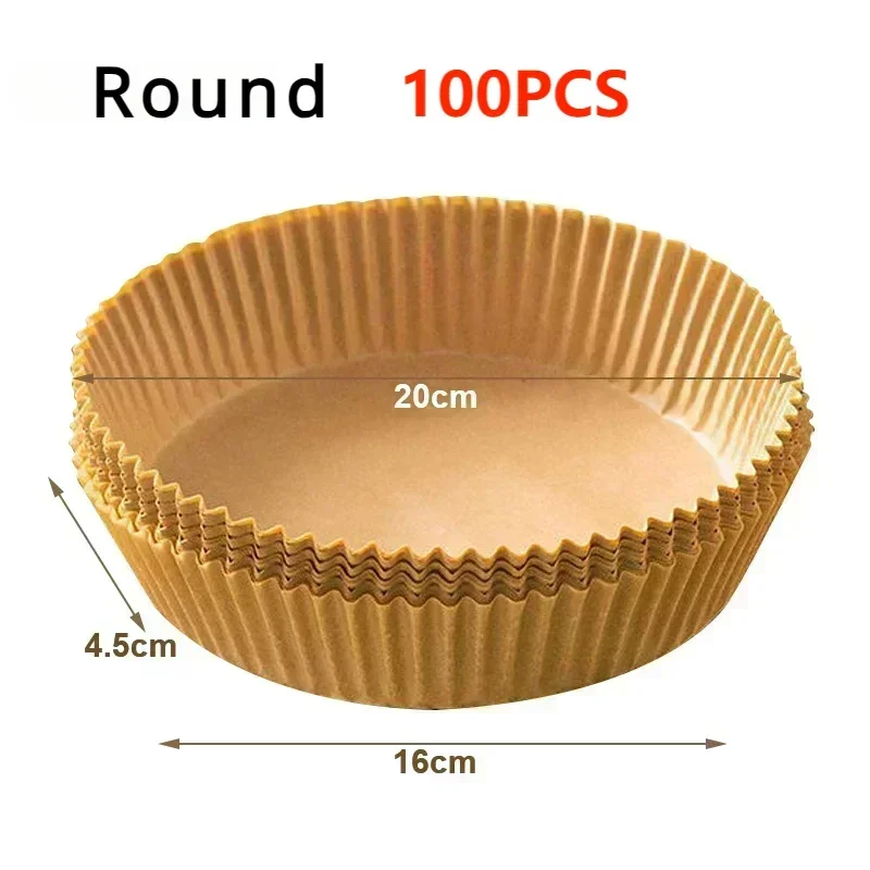 Air Fryer Paper Disposable Airfrying Baking Paper Round Square Air Fryer Liners Non-Stick Air Fryer Disposable Paper 50/100pcs