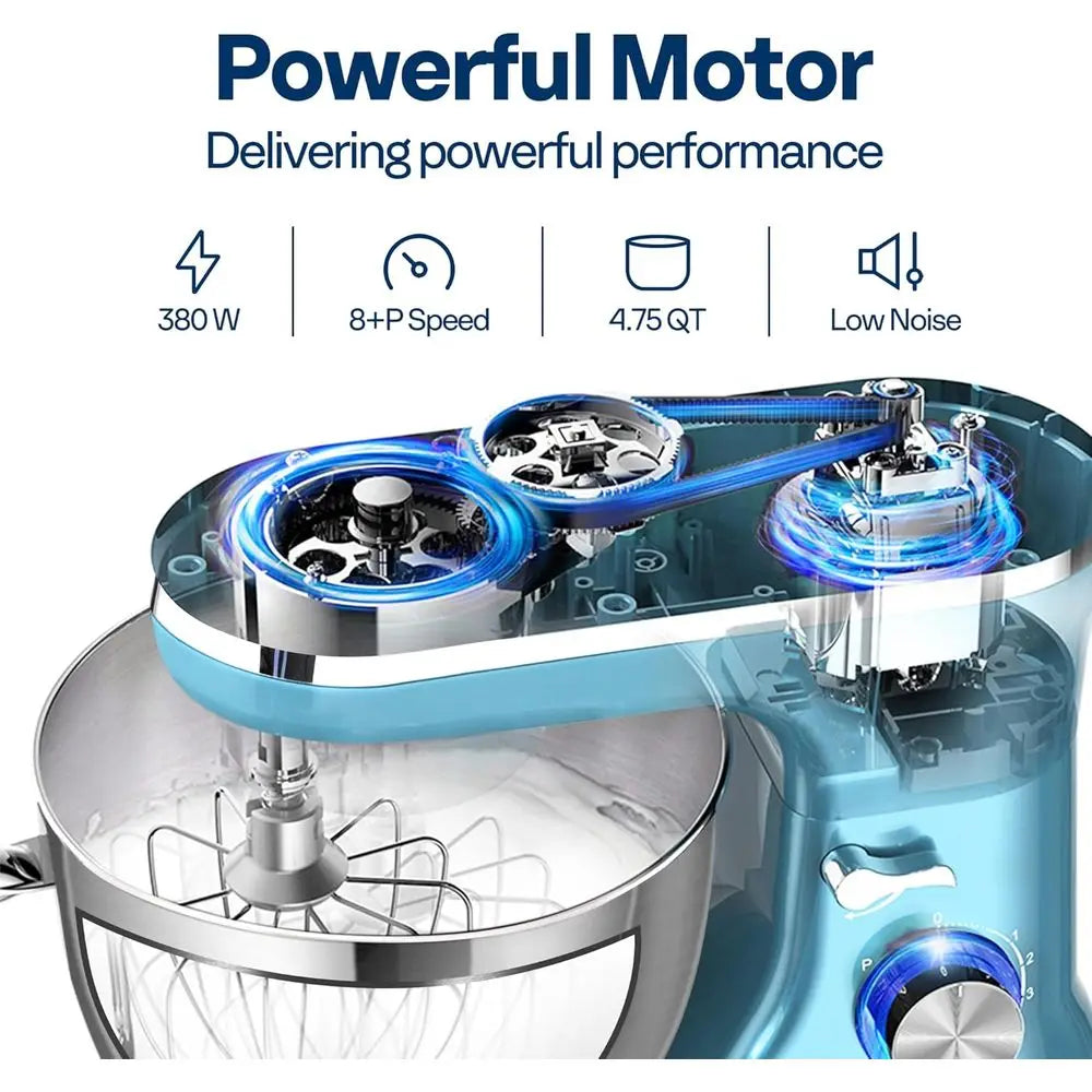 4.75 Quart Stand Mixer, 8 Speed Kitchen Electric ood Mixer, Household Stand Mixer or Bg, Cake, Bread with Beater, Dough Hook, Wi
