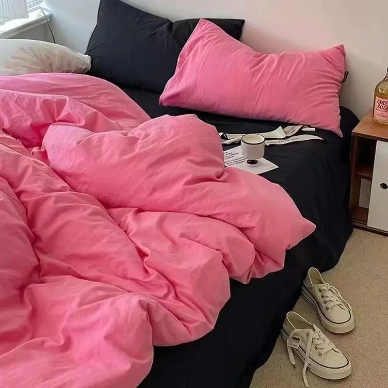Bed Linen Duvet Cover Sheets Simple Style Four-piece Set Japanese Dormitory Bedding Single Student Cover Quilt Three-piece Set
