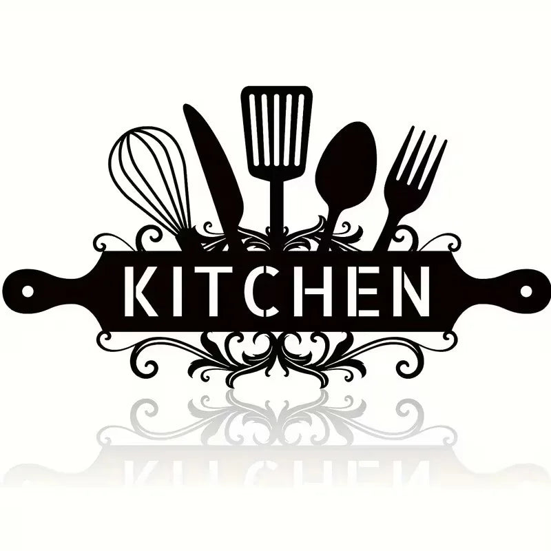 One Piece of Kitchen Wall Art for Hanging - Black Metal Sign for Farmhouse-Style Home Decor, Suitable for Kitchen/Dining RoomS