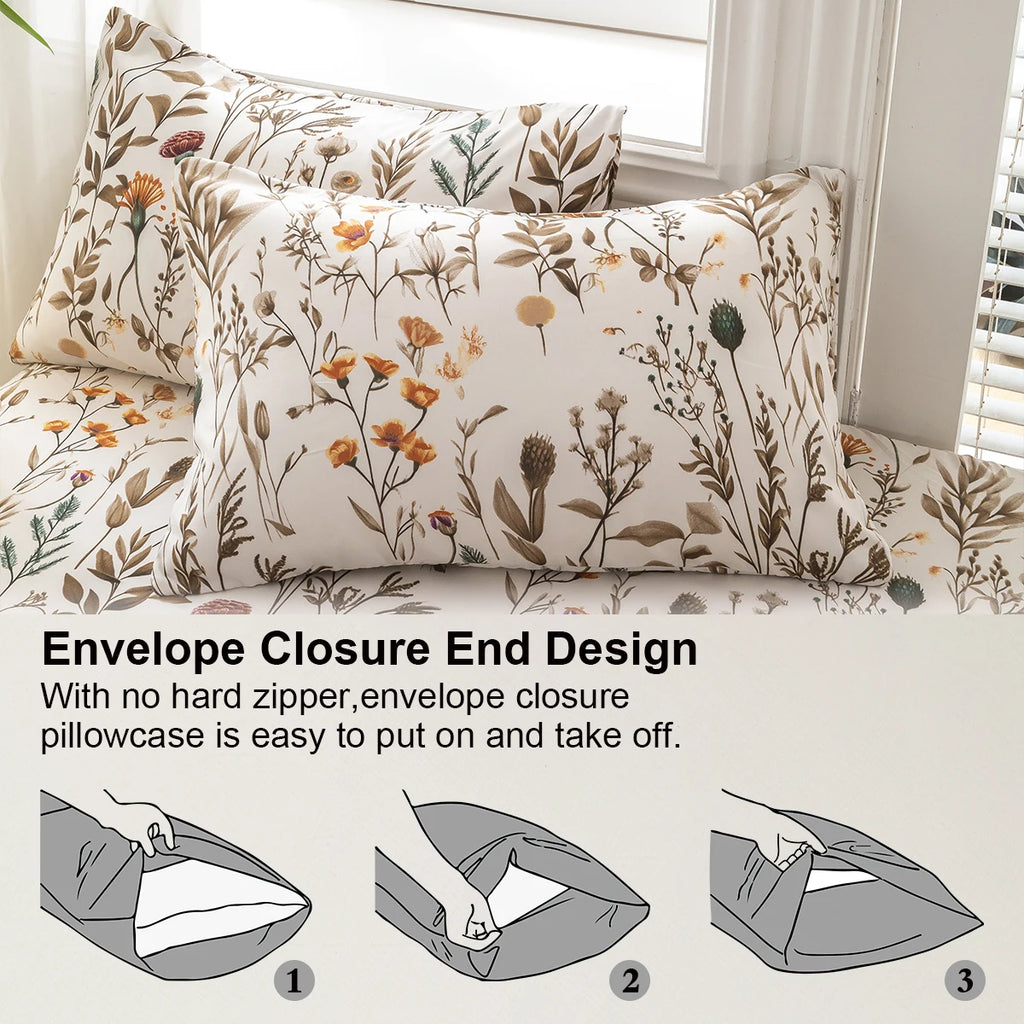 3pcs/set Leaf Floral Pattern Duvet Cover Set(1 Duvet Cover & 2 Pillowcase）Soft And Skin-Friendly Duvet Cover Bedding Set For