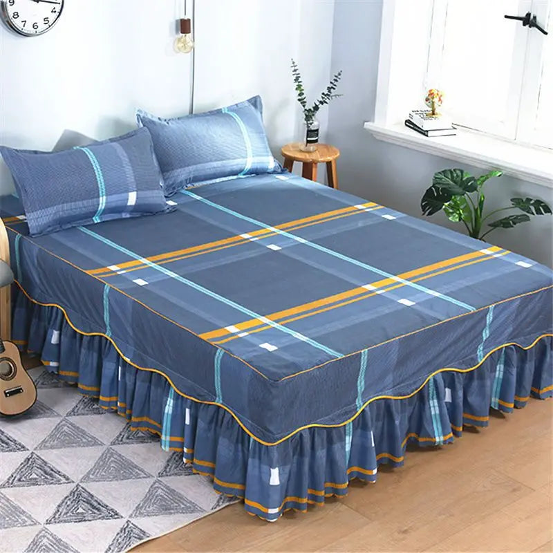 Bedding Set Home Textile Cotton Bedspread Elastic Fitted Mattress Cover Couple Quilt Single Bed Sheet with 2pcs Pillow Covers
