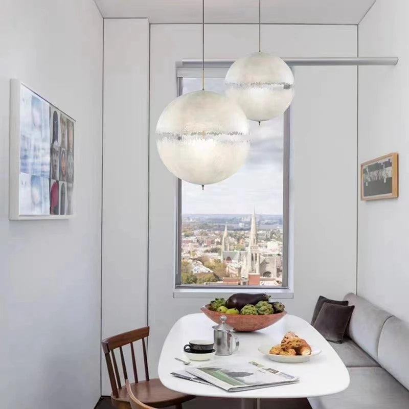 Moon Pendant Light Italy R Globe Light Living Dining Room Deco Space Bedroom Decor Hanging White Lamp-A50M