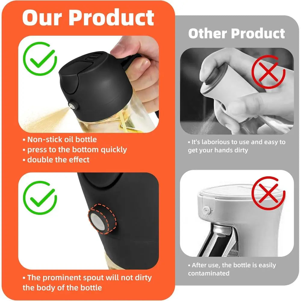 16oz/470ml Glass Olive Oil Sprayer or Cooking – 2 in 1 Olive Oil Dispenser Bottle or Kitchen Gadgets and Air ryer Accories, Sala