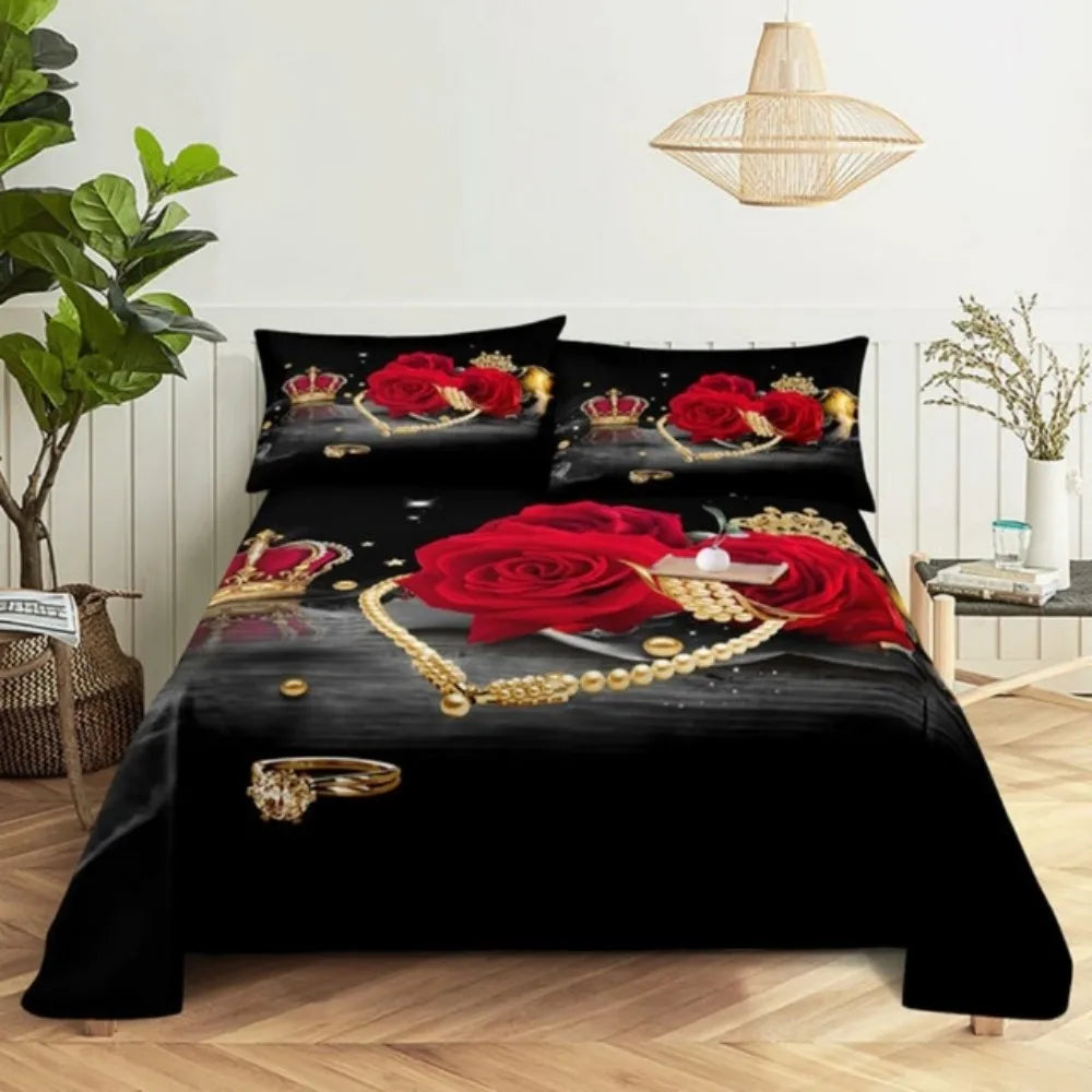 Bedroom Sheet Set Gorgeous Flowers Digital Printing Bedding Sheet Pillow Case Bedding Fashion Exquisite Printing Sheet