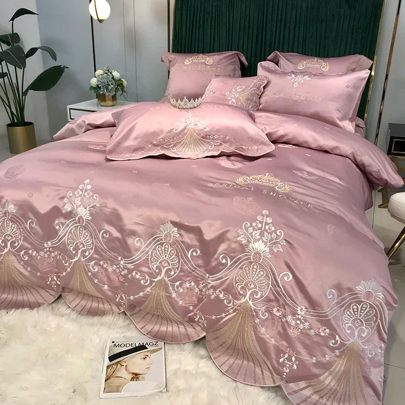 Euro Linens Bedding Set Cotton Duvet Cover Embroidery Sheet Bed Linen 2 Bedrooms Bed Cover Set Double Bed Sheet Quilt Cover