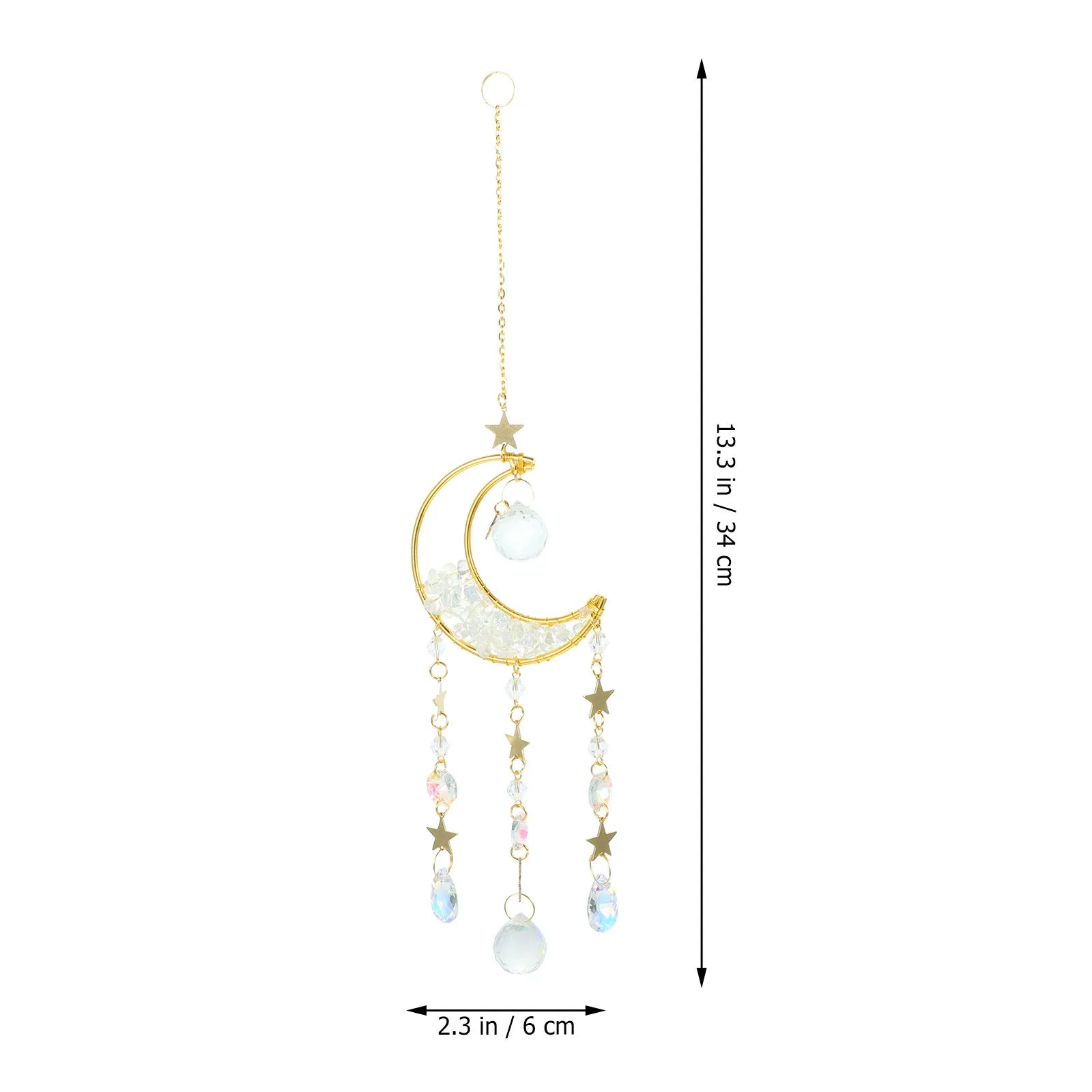 Moon Shaped Glass Hanging Suncatcher for Windows Home Bedroom Garden Decor Sun Catcher Ornament Gift for Women Rainbow Glass