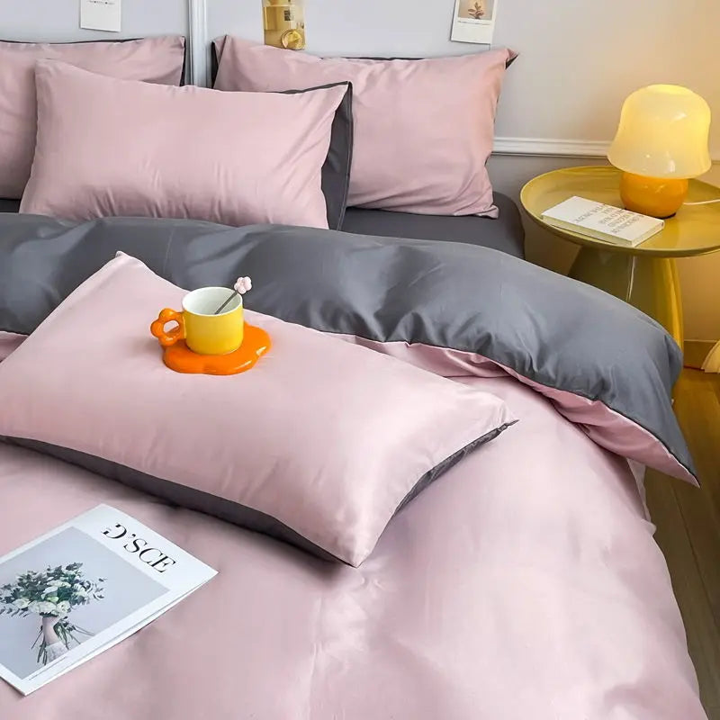 Bed Linen Duvet Cover Sheets Simple Style Four-piece Set Japanese Dormitory Bedding Single Student Cover Quilt Three-piece Set