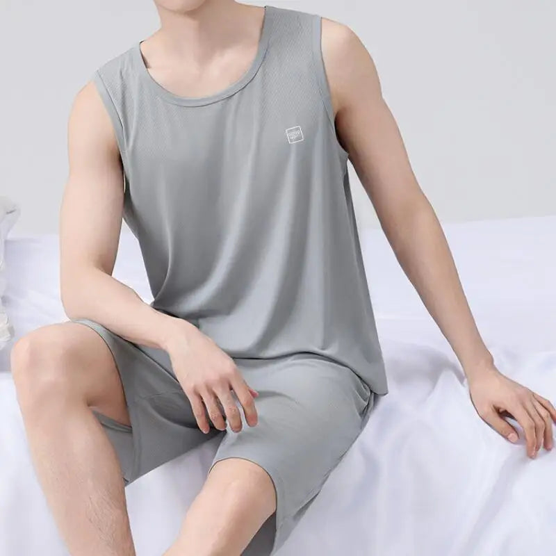 Men's Suit Men Clothing Homewear Sweatshirt Sportswear Pajama Set Tops Summer Ice Silk New Casual Pants Y2K Sports Set Wholesale